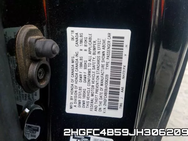 2HGFC4B59JH306209 фото 2