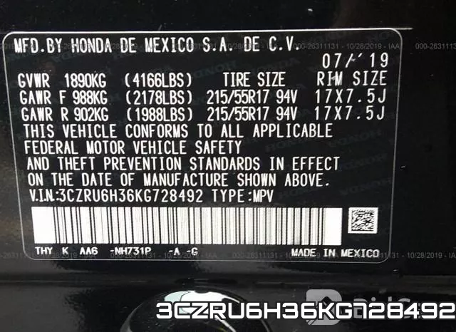 3CZRU6H36KG728492 фото 10