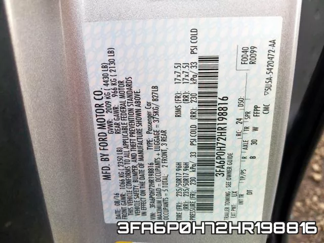 3FA6P0H72HR198816 фото 2
