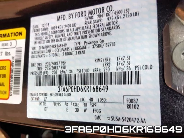 3FA6P0HD6KR168649 фото 2