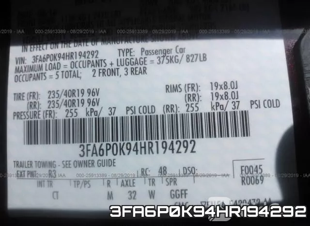 3FA6P0K94HR194292 фото 9