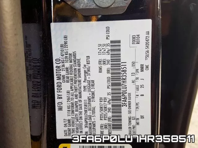 3FA6P0LU7HR358511 фото 2