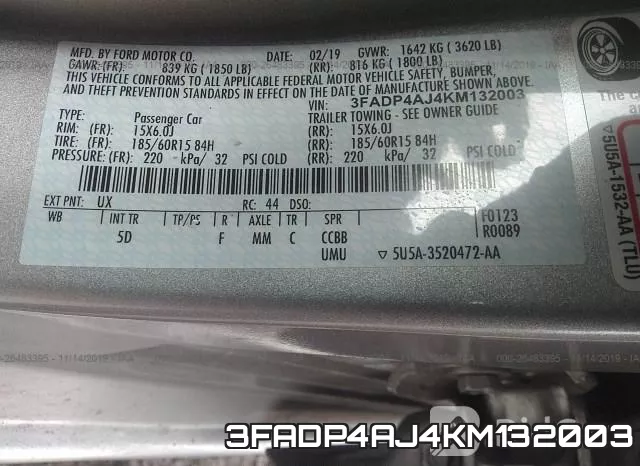 3FADP4AJ4KM132003 фото 9