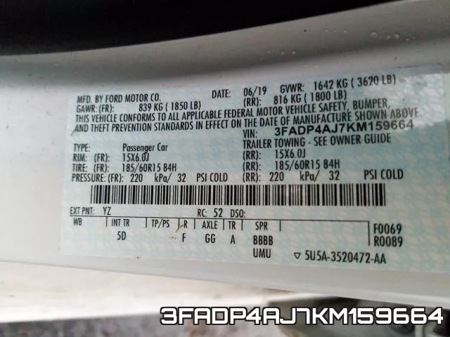 3FADP4AJ7KM159664 фото 2
