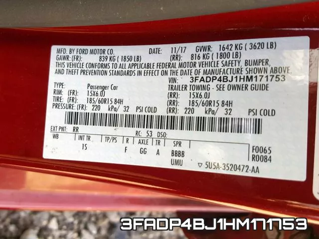 3FADP4BJ1HM171753 фото 2