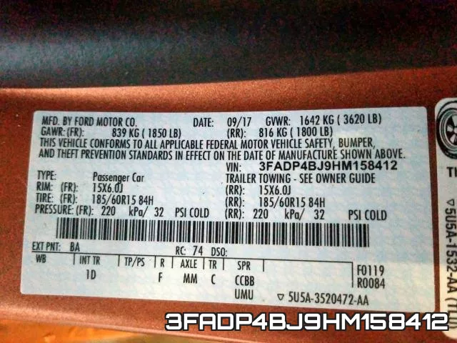 3FADP4BJ9HM158412 фото 2