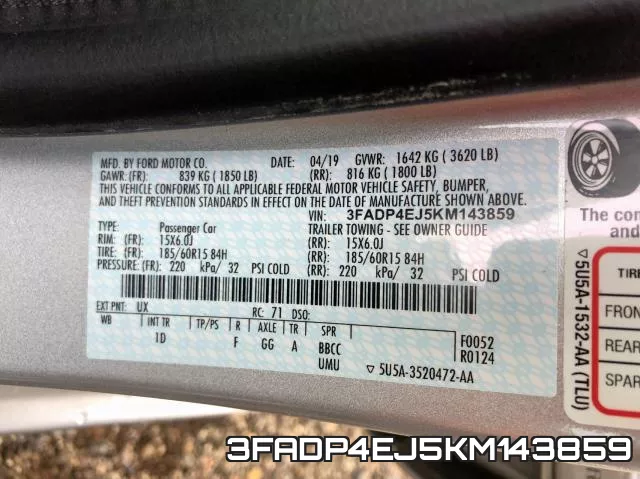 3FADP4EJ5KM143859 фото 2
