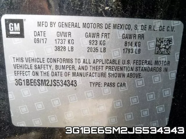3G1BE6SM2JS534343 фото 2
