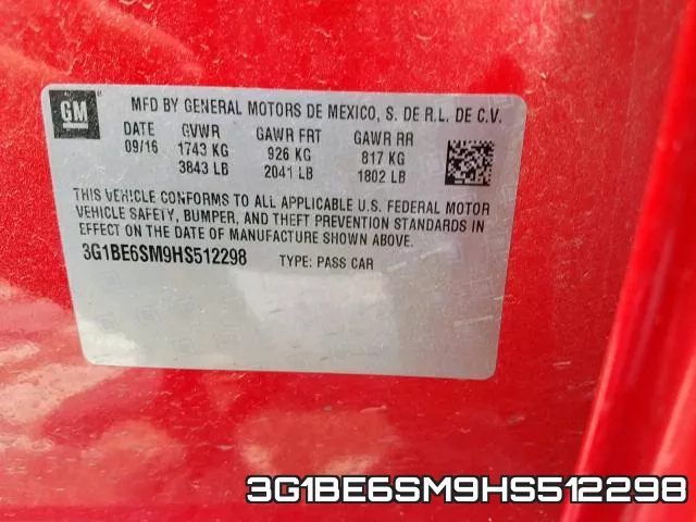 3G1BE6SM9HS512298 фото 2