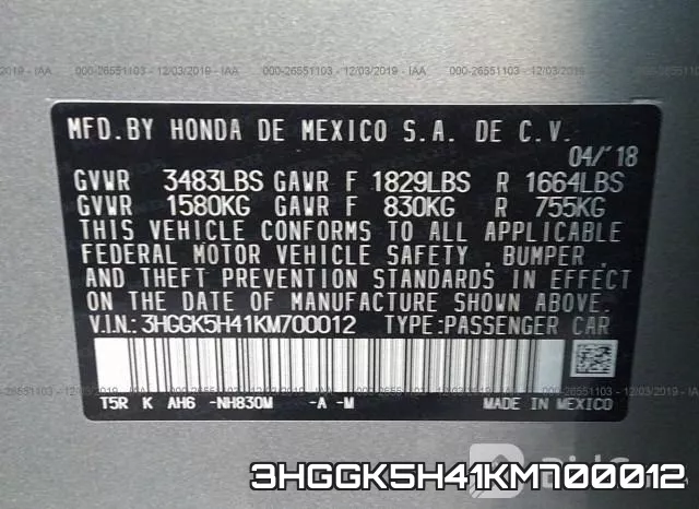3HGGK5H41KM700012 фото 10