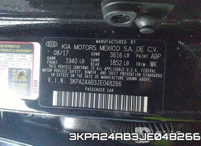 3KPA24AB3JE048266 фото 10