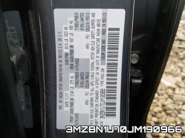 3MZBN1U70JM190966 фото 2
