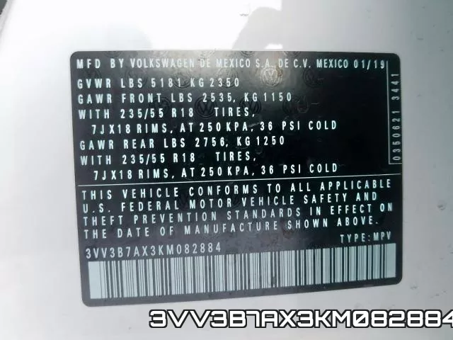 3VV3B7AX3KM082884 фото 2