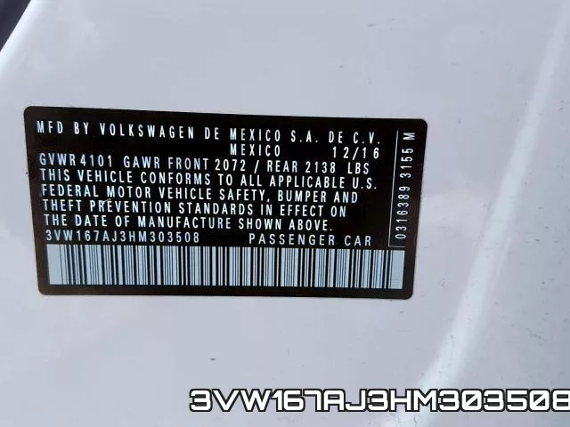 3VW167AJ3HM303508 фото 2