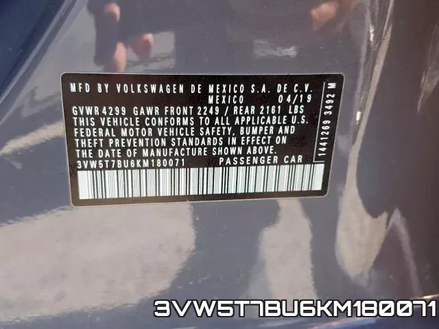 3VW5T7BU6KM180071 фото 2