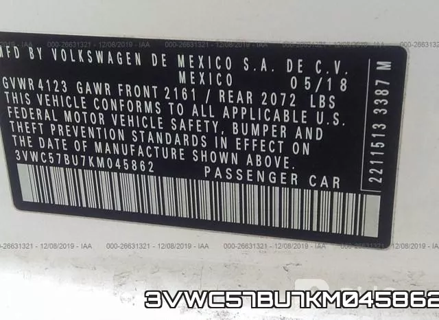 3VWC57BU7KM045862 фото 9