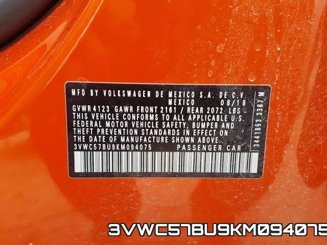 3VWC57BU9KM094075 фото 2