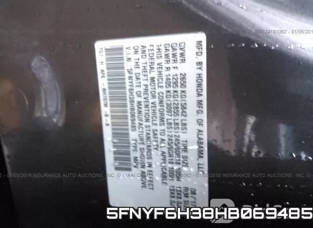 5FNYF6H38HB069485 фото 8