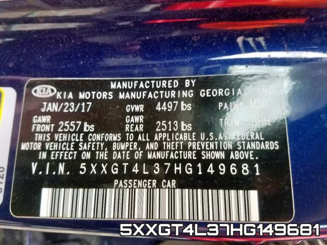 5XXGT4L37HG149681 фото 2