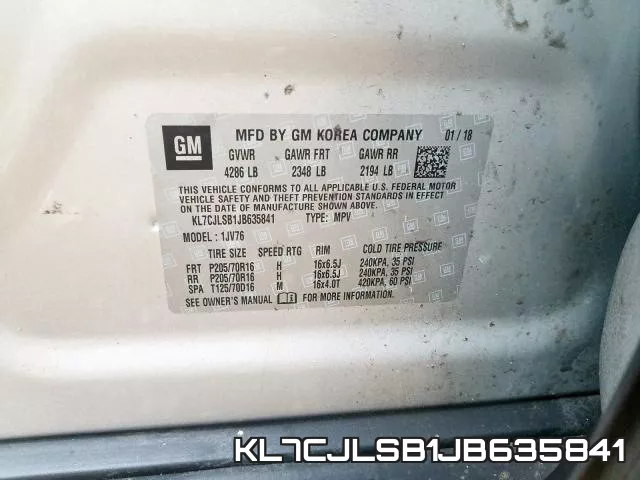 KL7CJLSB1JB635841 фото 2