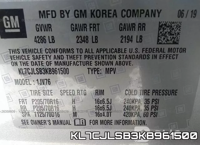 KL7CJLSB3KB961500 фото 8