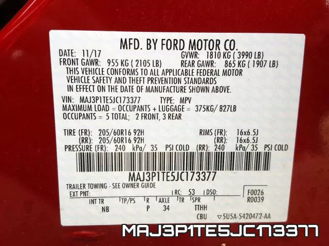 MAJ3P1TE5JC173377 фото 2