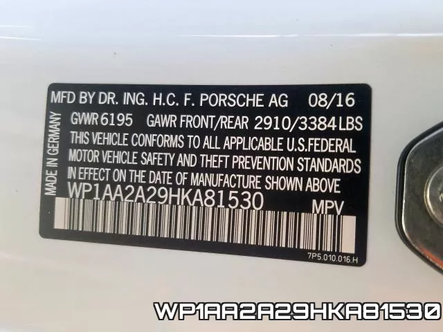 WP1AA2A29HKA81530 фото 2