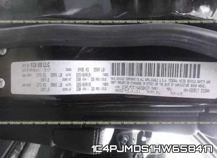 1C4PJMDS1HW658417 фото 10