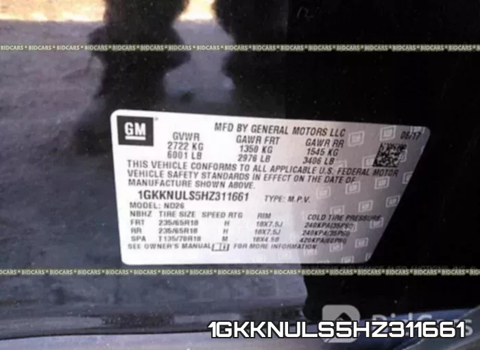 1GKKNULS5HZ311661 фото 10