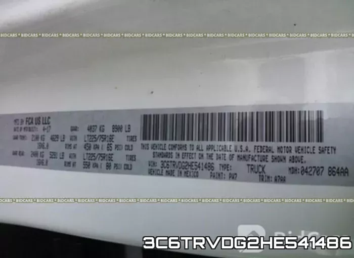 3C6TRVDG2HE541486 фото 10