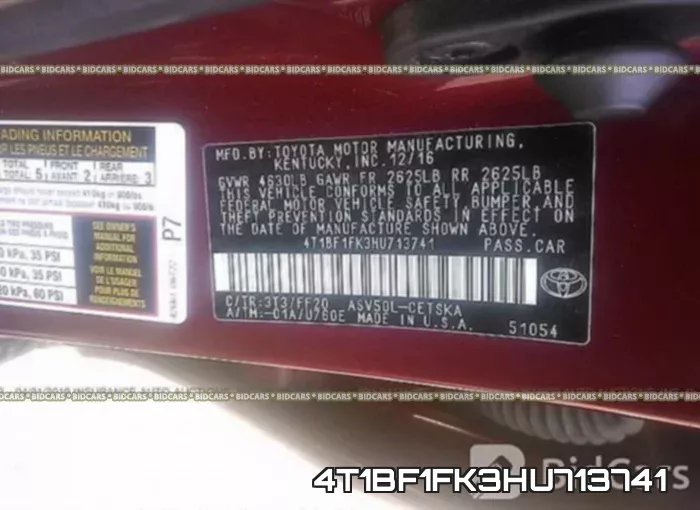 4T1BF1FK3HU713741 фото 9