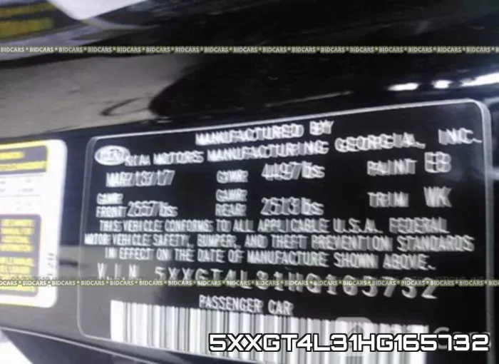 5XXGT4L31HG165732 фото 10