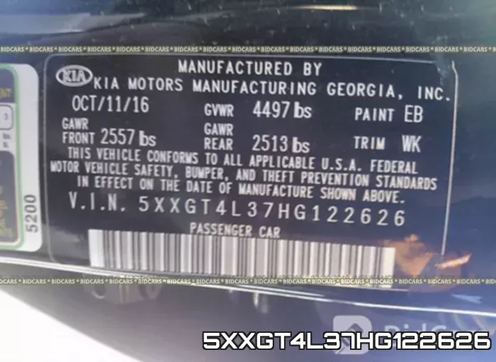 5XXGT4L37HG122626 фото 10