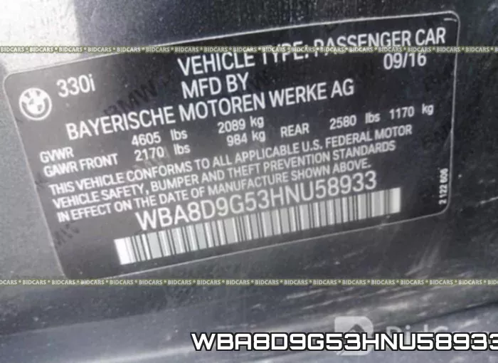 WBA8D9G53HNU58933 фото 10