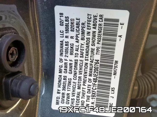 19XFC1F48JE200764 фото 2
