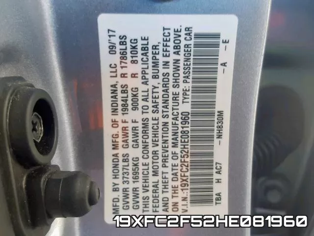 19XFC2F52HE081960 фото 2