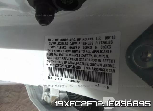 19XFC2F72JE036895 фото 10