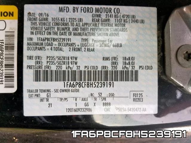 1FA6P8CF8H5239191 фото 2