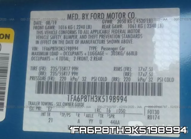 1FA6P8TH3K5198994 фото 9