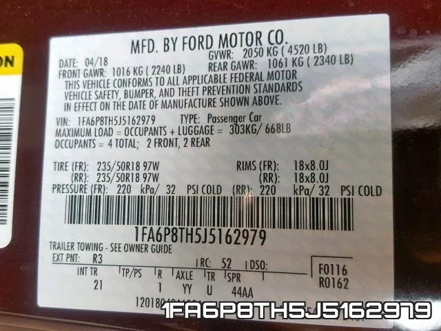 1FA6P8TH5J5162979 фото 2