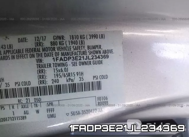 1FADP3E21JL234369 фото 8