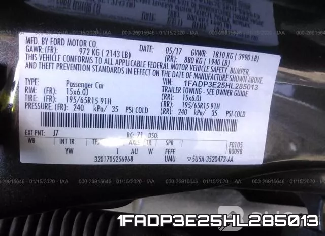 1FADP3E25HL285013 фото 8