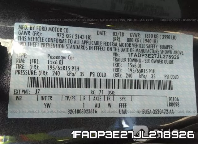 1FADP3E27JL278926 фото 9