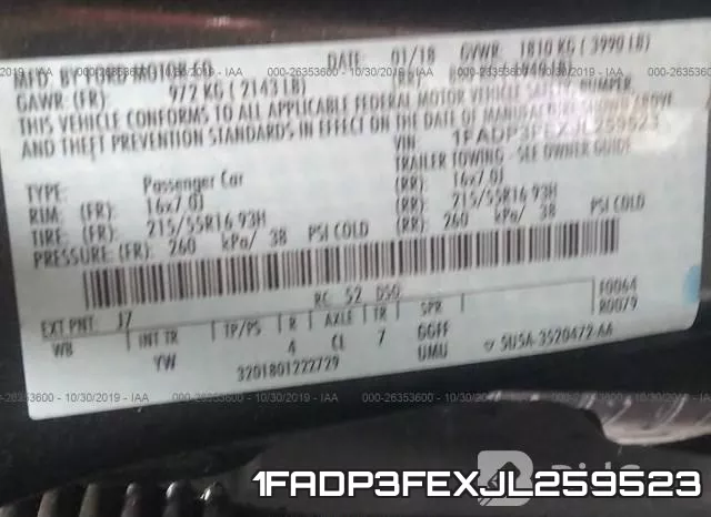 1FADP3FEXJL259523 фото 9