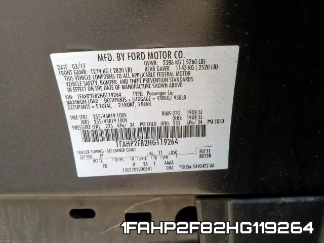 1FAHP2F82HG119264 фото 2