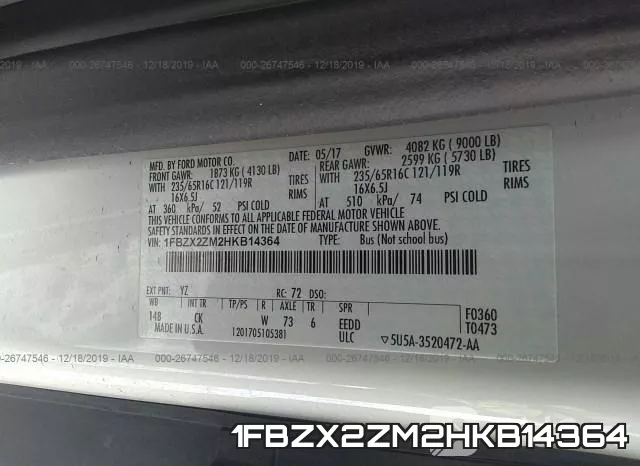 1FBZX2ZM2HKB14364 фото 9