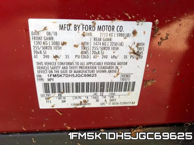 1FM5K7DH5JGC69625 фото 2