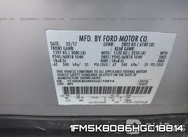 1FM5K8D86HGC18814 фото 10