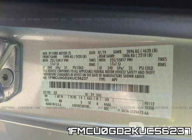1FMCU0GD2KUC56237 фото 9
