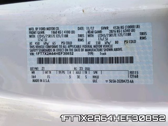 1FT7X2A64HEF30852 фото 2